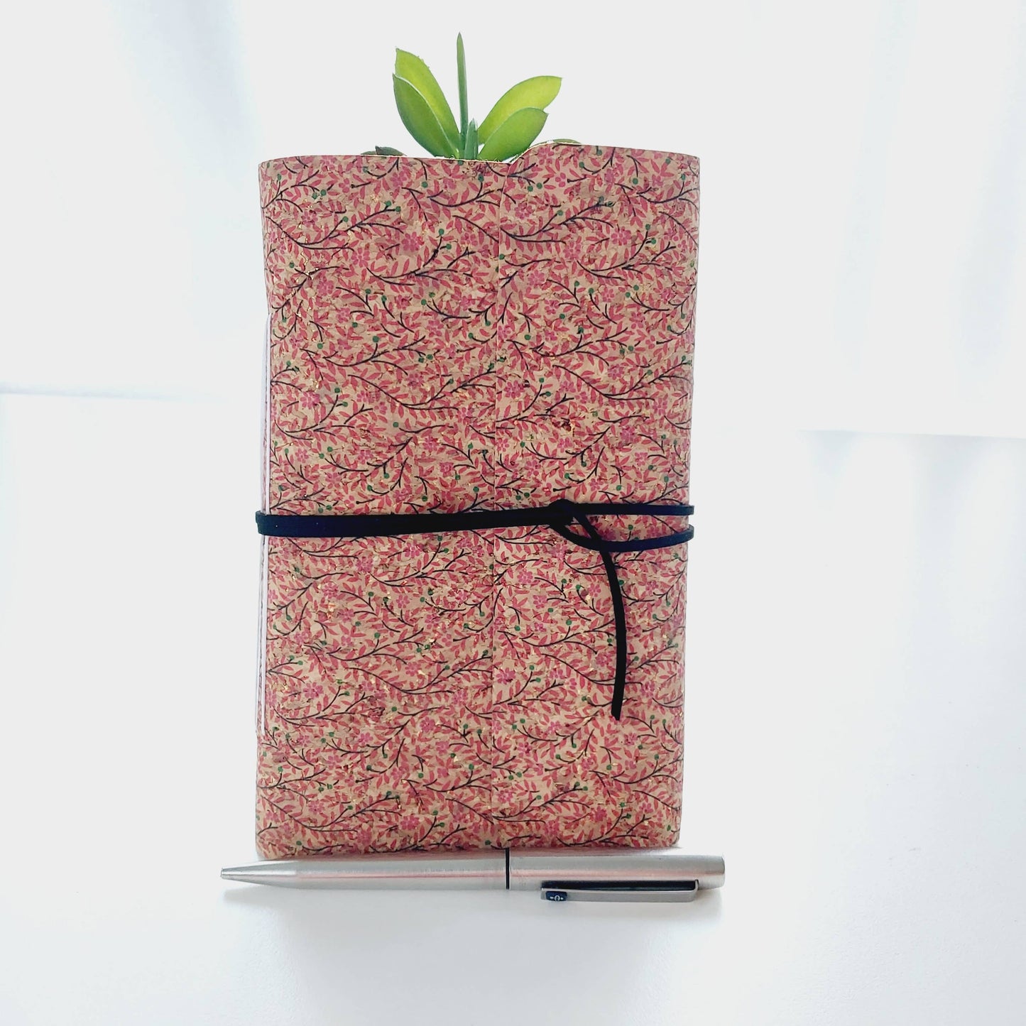 Pink Blossom Cork Notebook Journal: Dot Grid