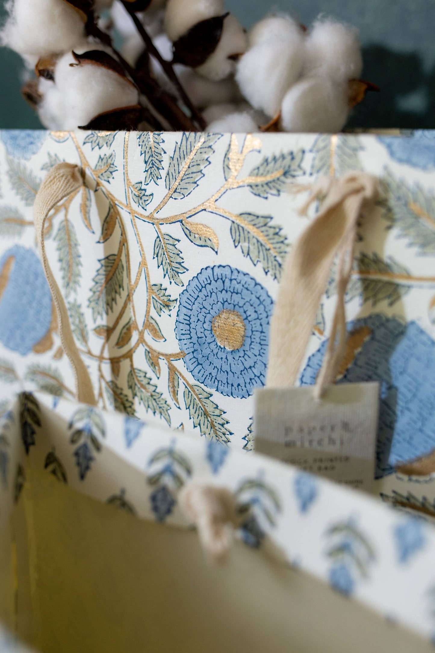 Hand Block Printed Gift Bags - Large - Blue