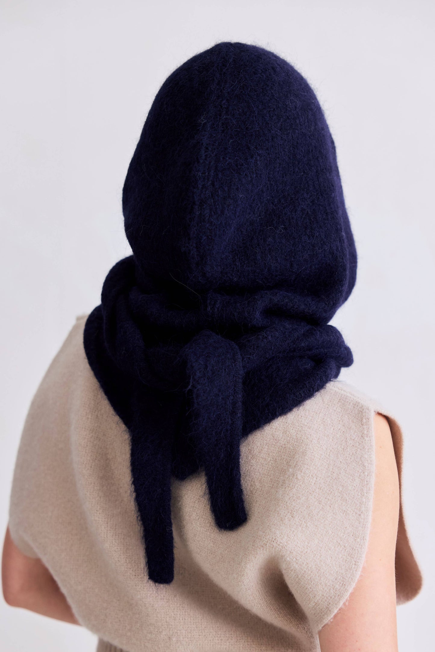 The Alpaca Hooded Scarf - Deep Sea Navy