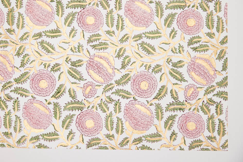 Block Printed Paper - Marigold Glitz Blush