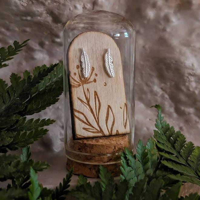 Feather Sterling Silver Studs