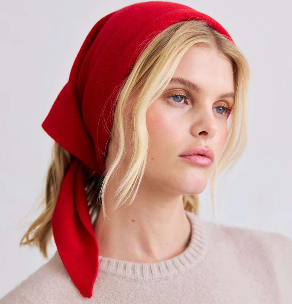 Merino Wool Triangle Scarf - Flame Red