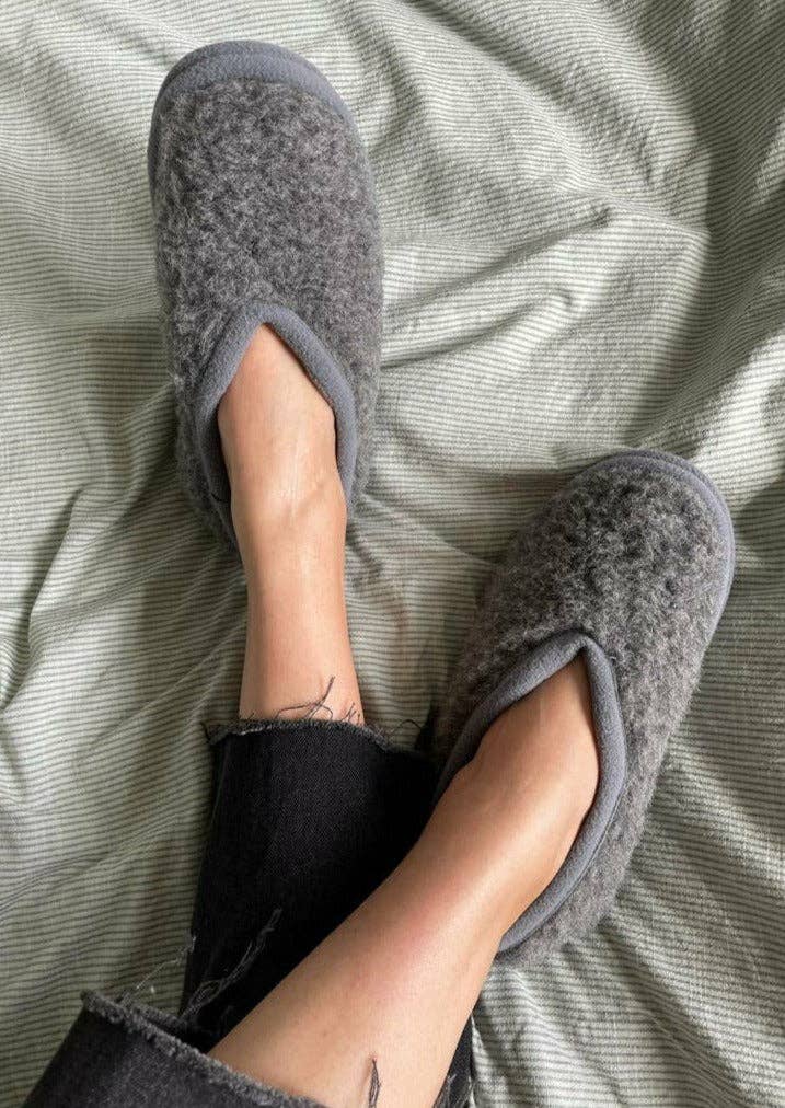 Wool Slippers Grey