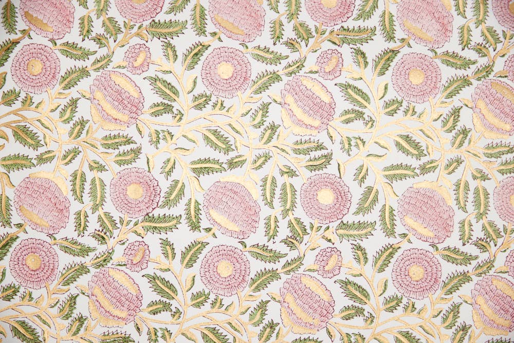 Block Printed Paper - Marigold Glitz Blush