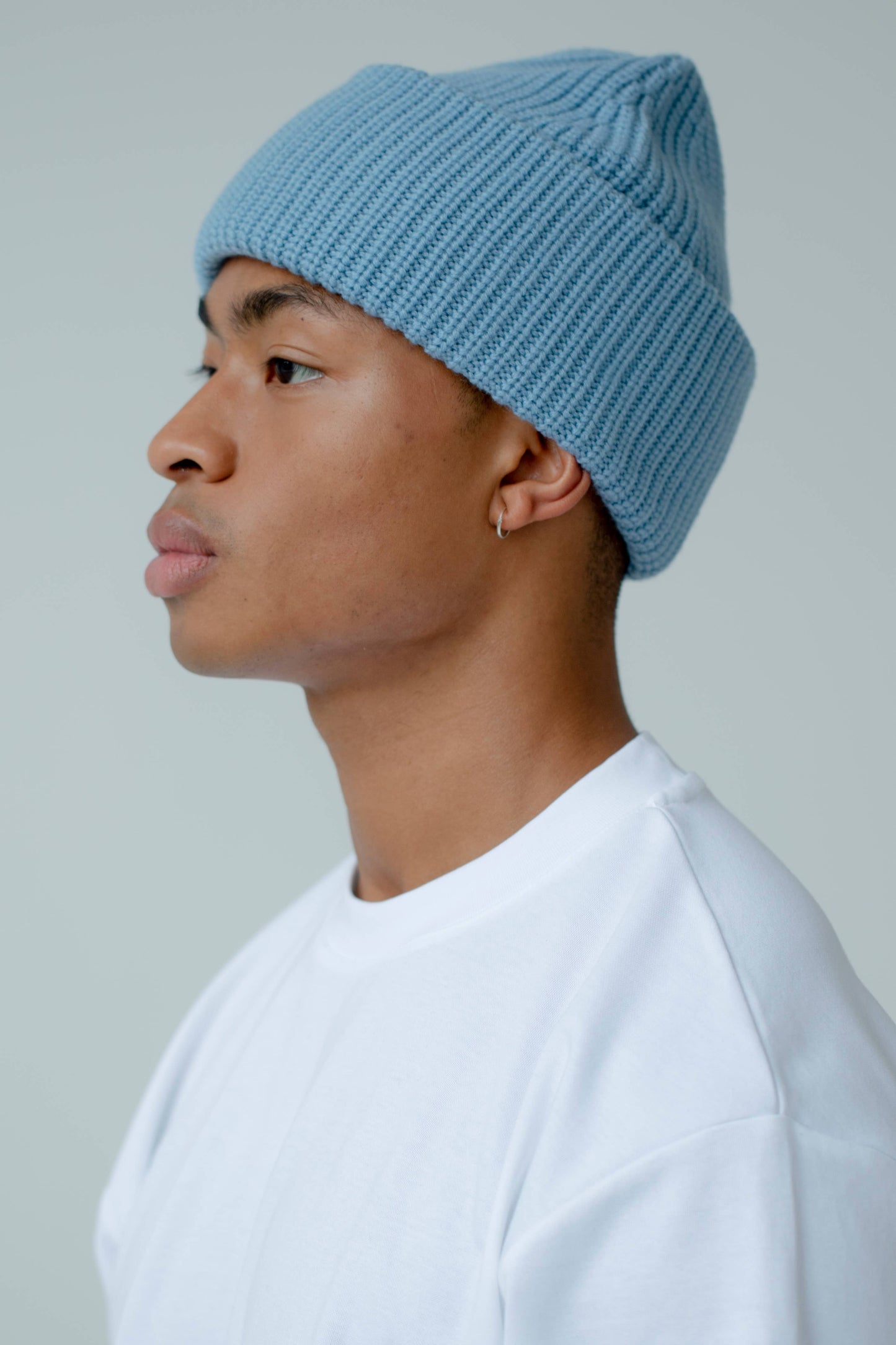 Merino Wool Beanie - Blue