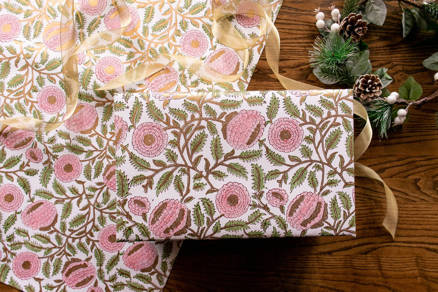 Block Printed Paper - Marigold Glitz Blush