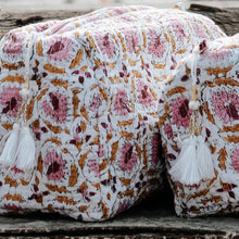 Load image into Gallery viewer, Block Printed Cotton Zip Bags I Pink Bordo Ochre
