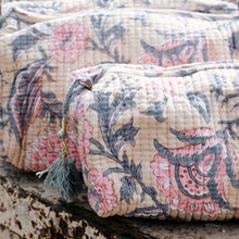 Load image into Gallery viewer, Block Printed Cotton Zip Bags I Pink Grey
