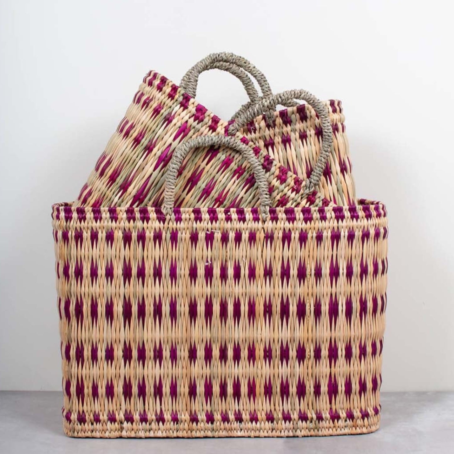 Woven Reed Basket, Violet Small