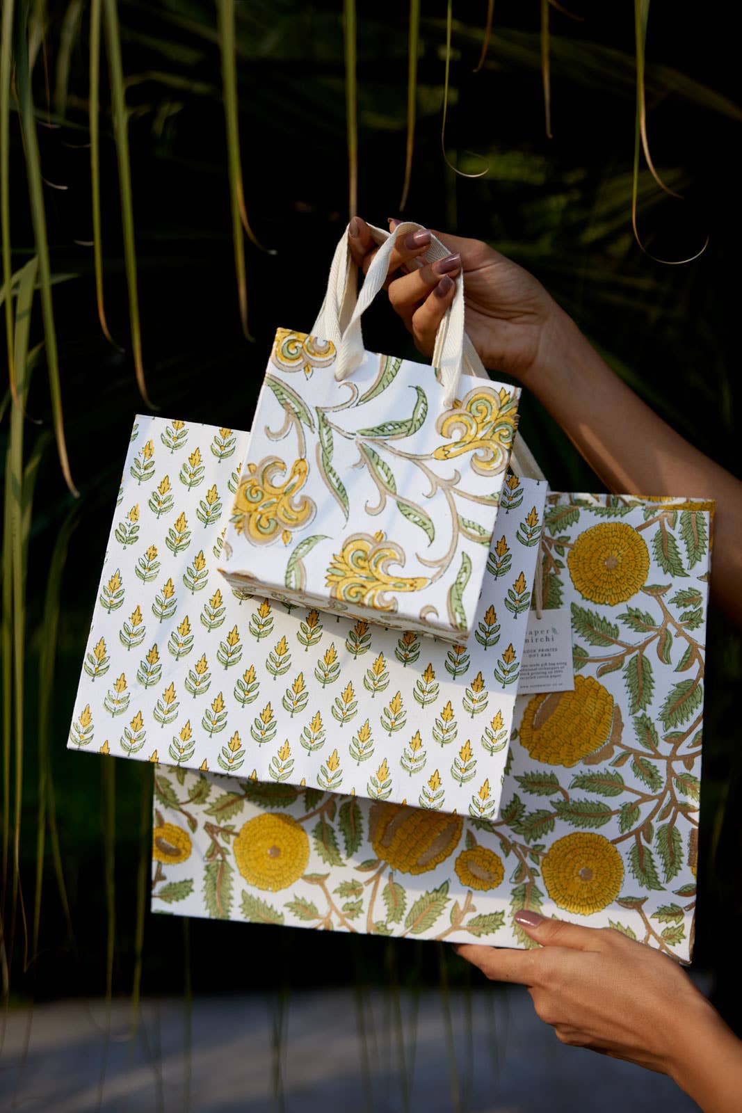 Hand Block Printed Gift Bags (Medium) - Sunshine