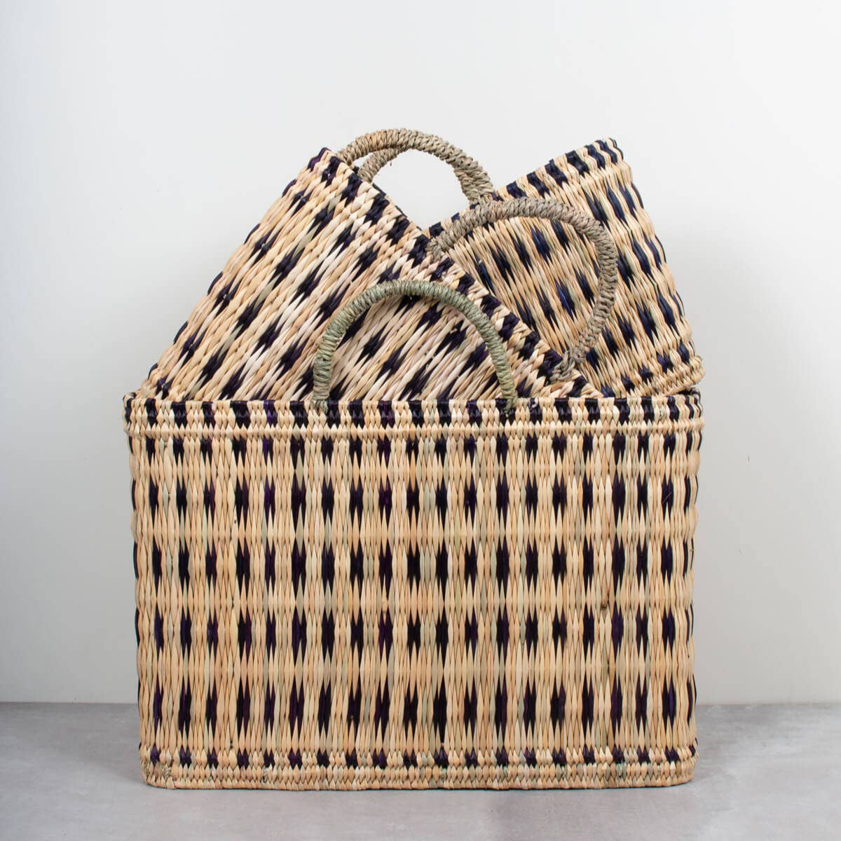 Woven Reed Basket I Indigo