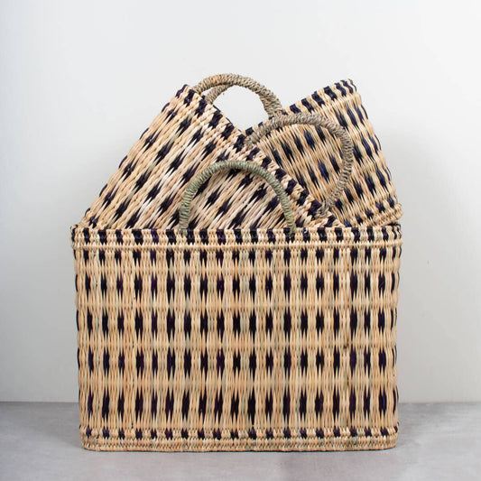 Woven Reed Basket I Indigo