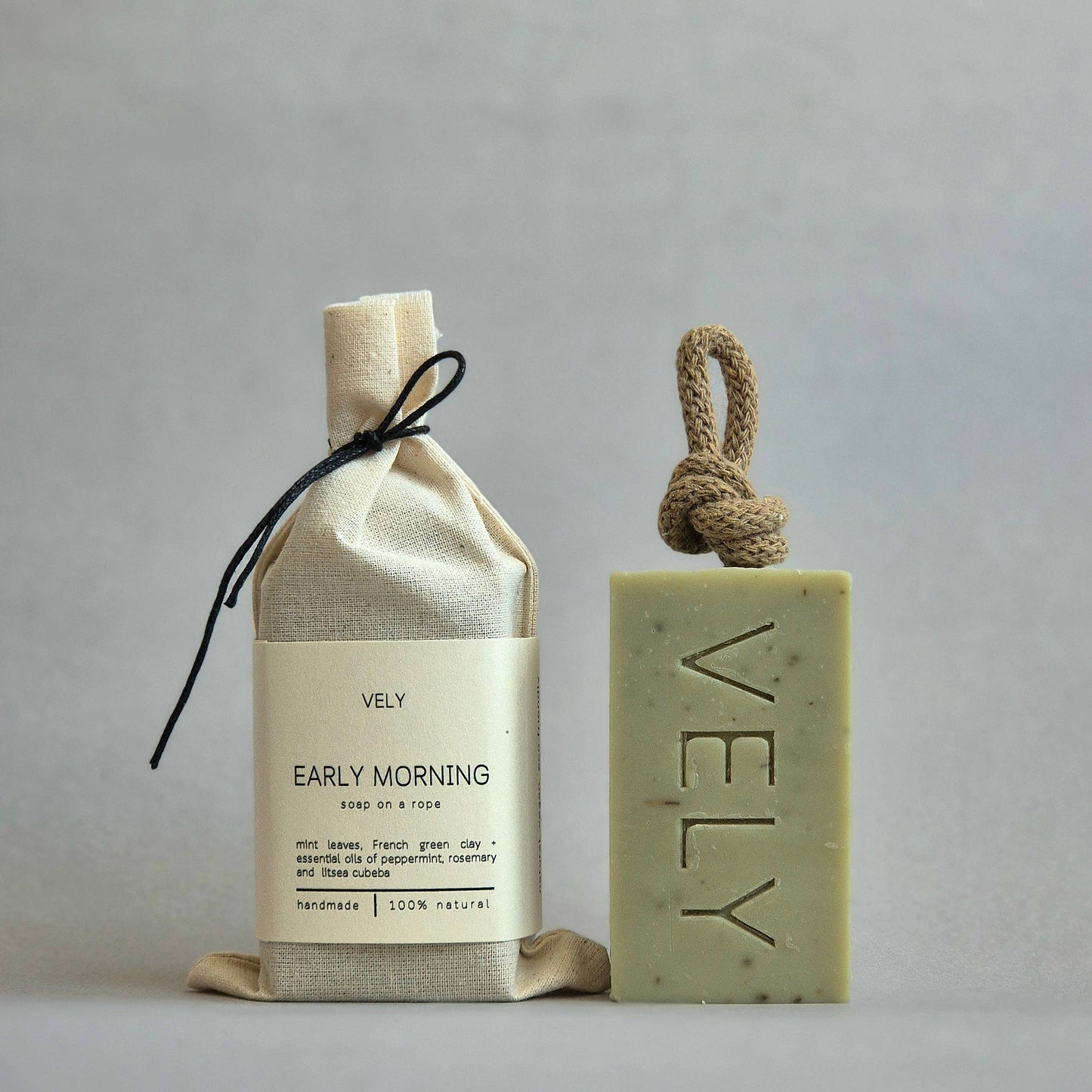 Natural Handmade Soap On A Rope "Early Morning"