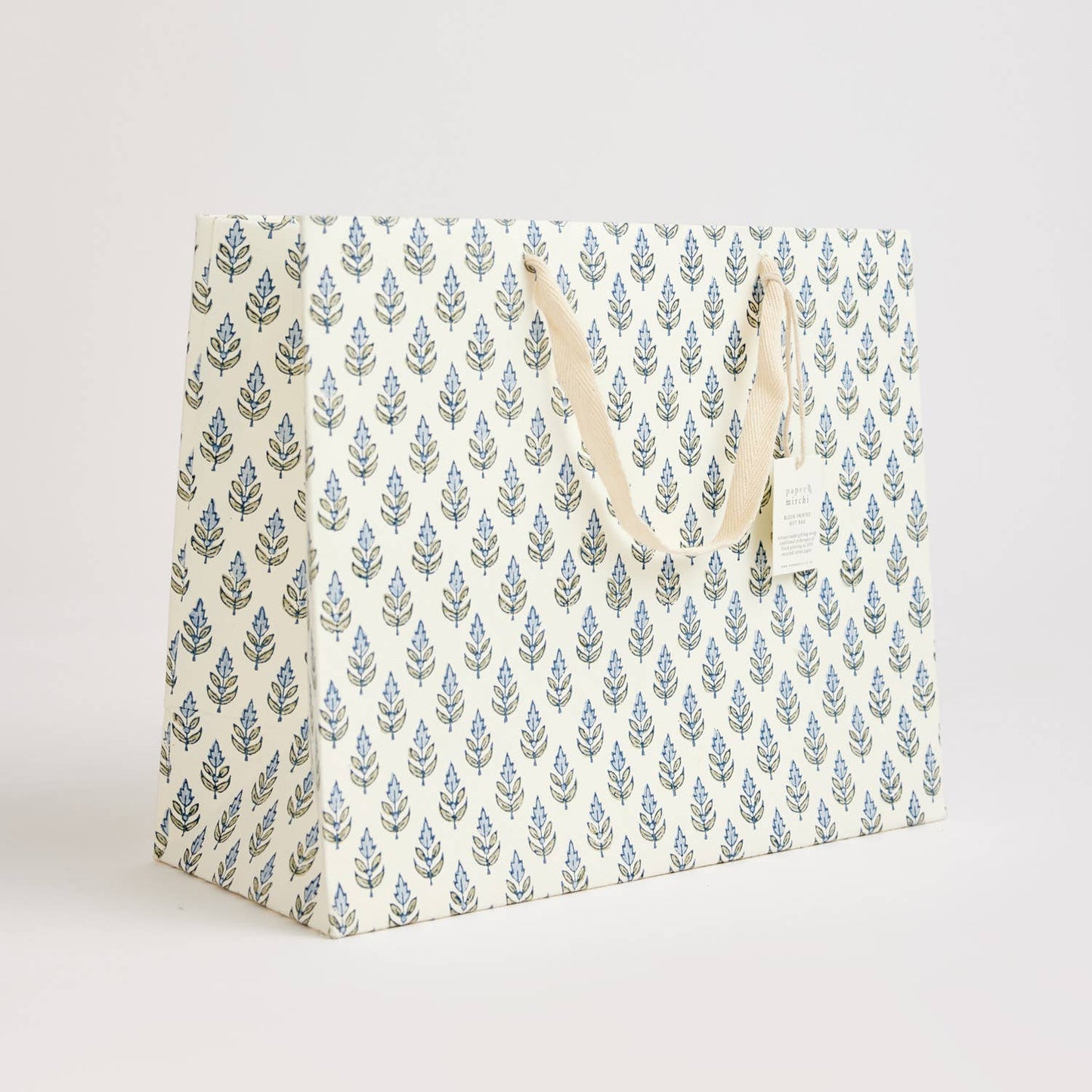 Hand Block Printed Gift Bags - Large - Blue