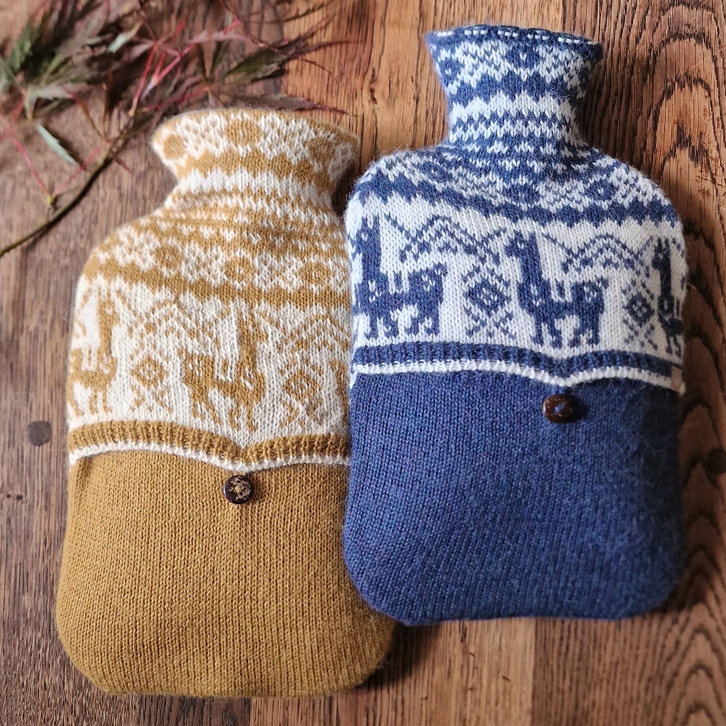 Alpaca Fair Isle Hot Water Bottle: Navy