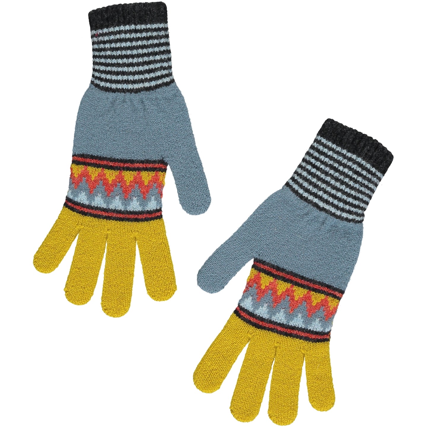 Zig Zag Gloves I Aqua Yellow