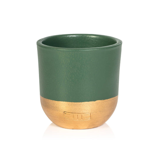 Mini Indoor Metallic Dipped Pot  I Green + Gold