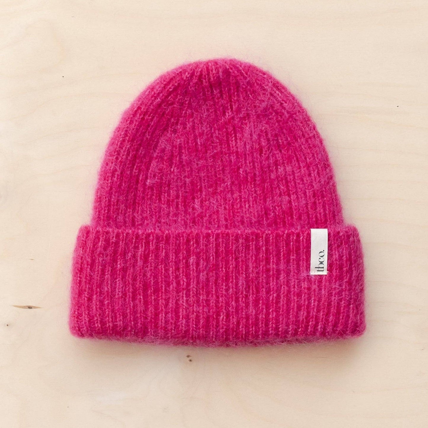 Mohair & Wool Beanie in Magenta