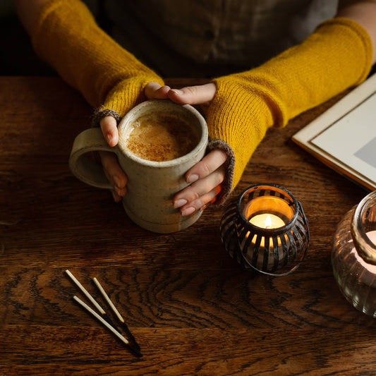 Long Alpaca Mittens: Gold