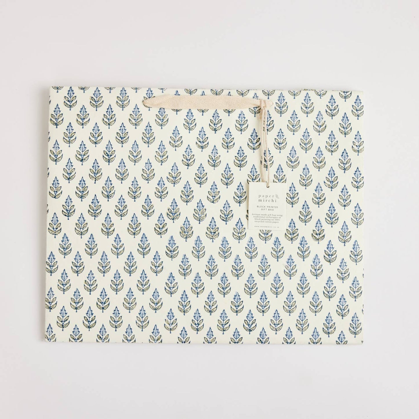 Hand Block Printed Gift Bags - Large - Blue