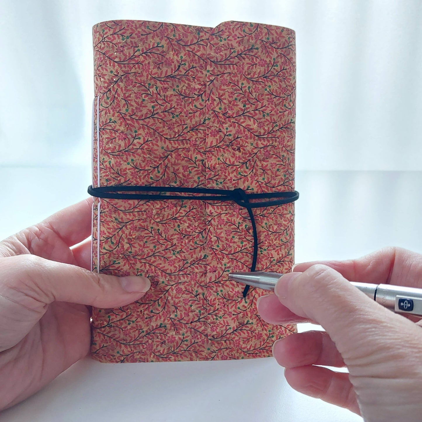 Pink Blossom Cork Notebook Journal: Dot Grid