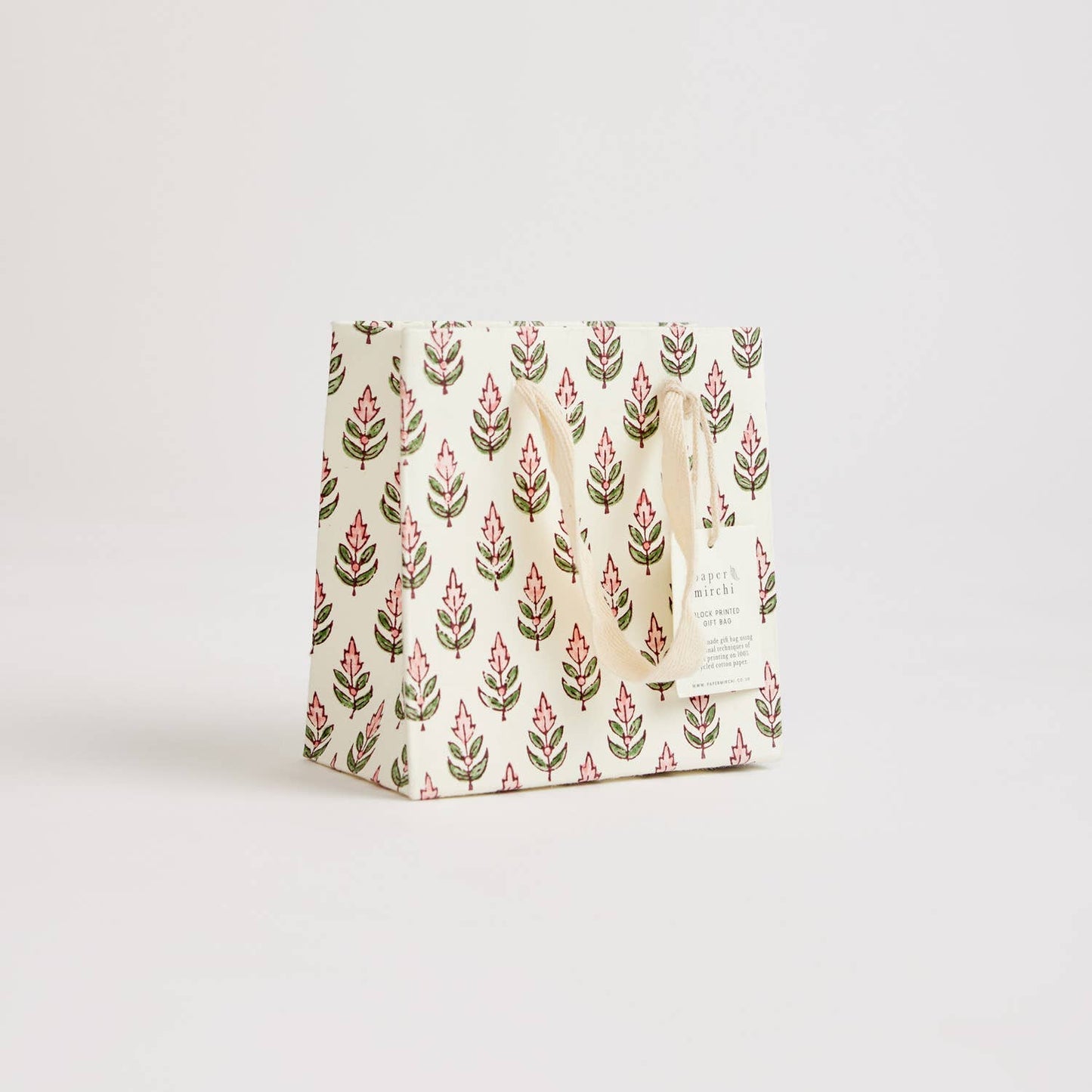 Hand Block Printed Gift Bags (Small) - Blush