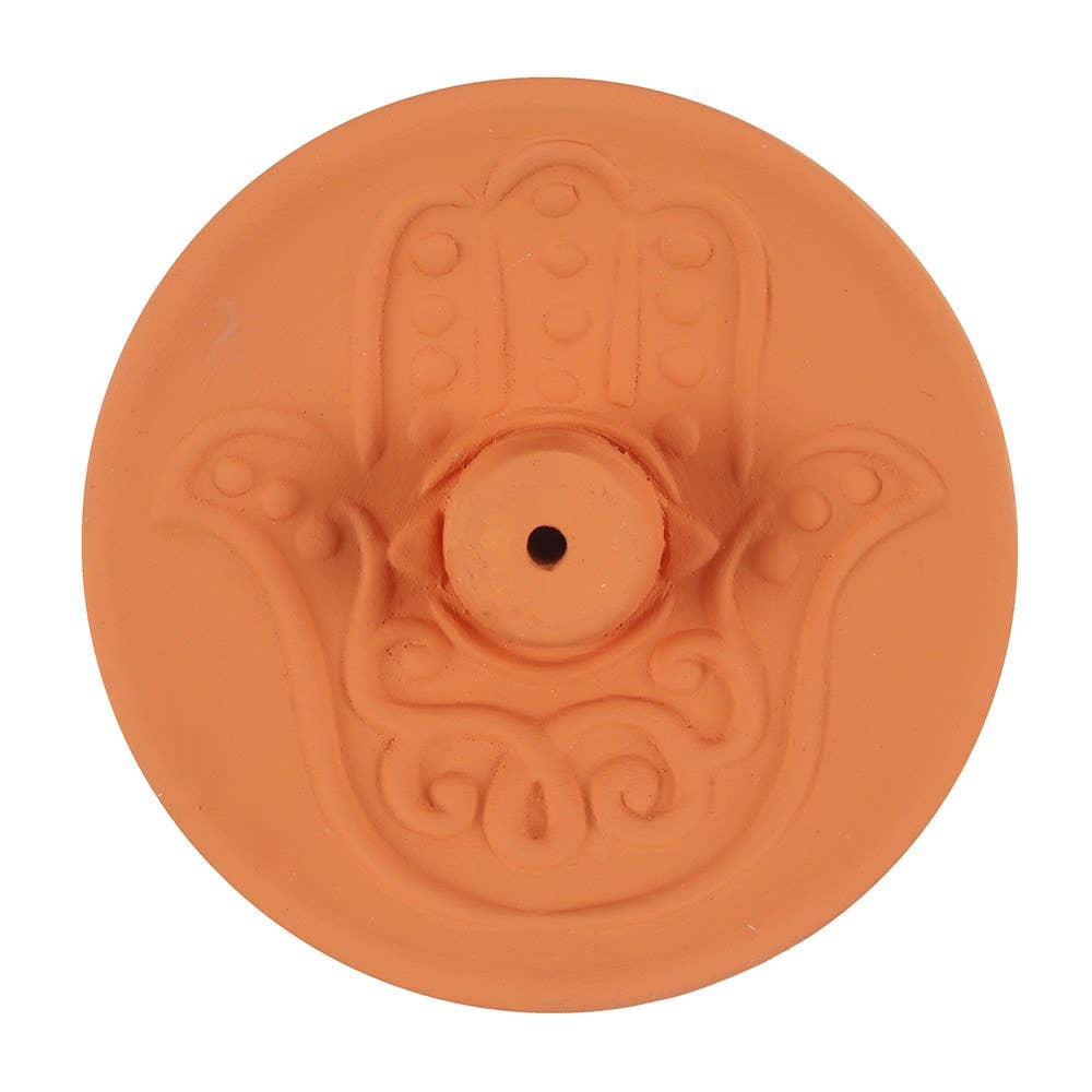 Hamsa Terracotta Incense Holder