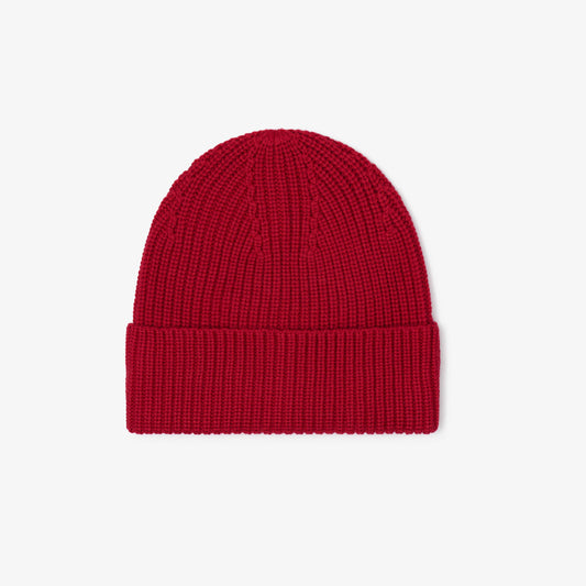 Merino Wool Beanie - Rosewood Red