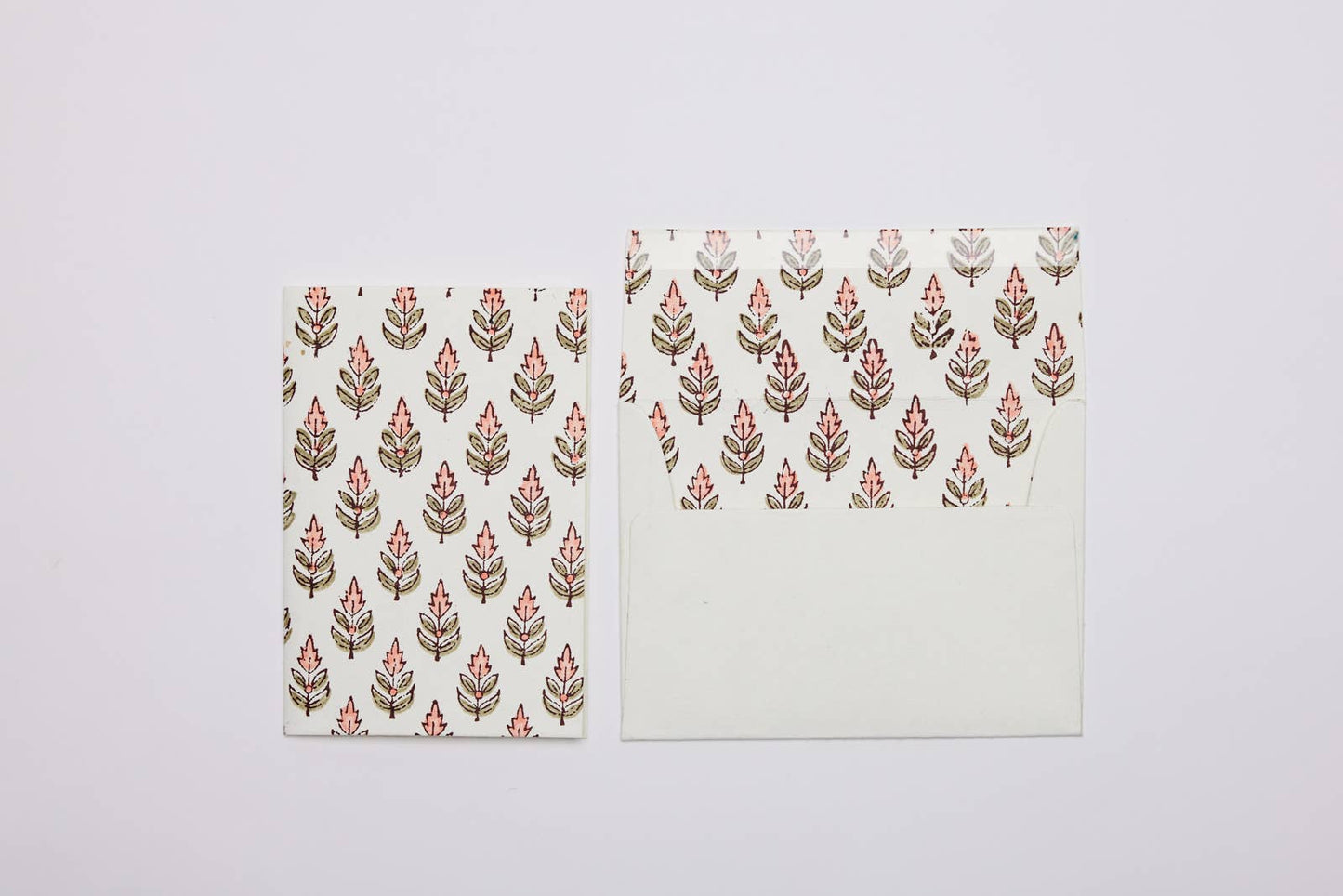 Hand Block Printed Greeting Card - Buti Coral