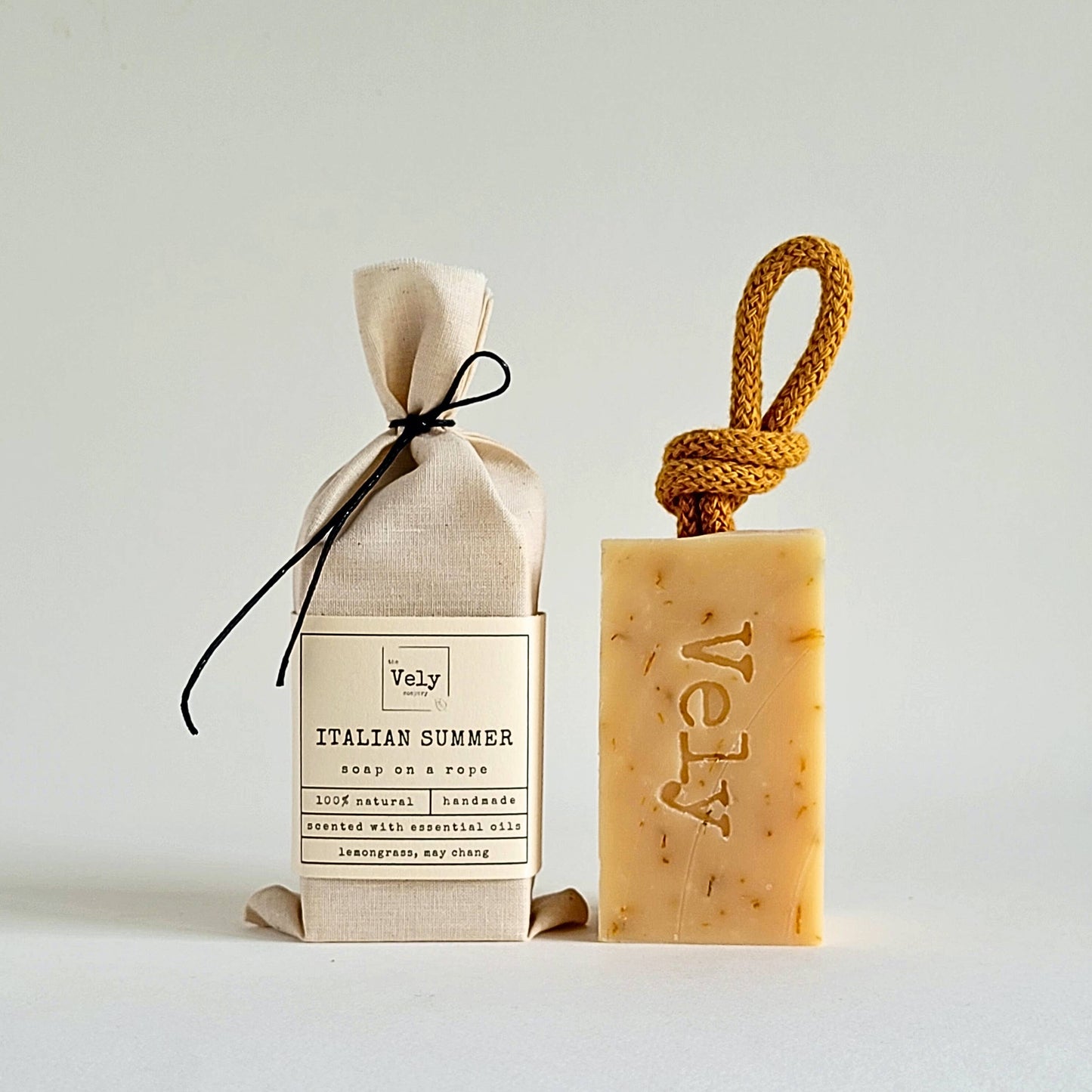 Natural Handmade Soap On A Rope "Italian Summer"