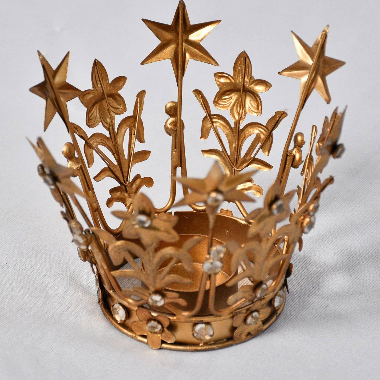 Star Glided Crown T-Light Holder