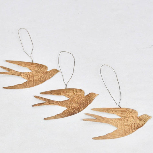 Gold Swallow Bird Trio