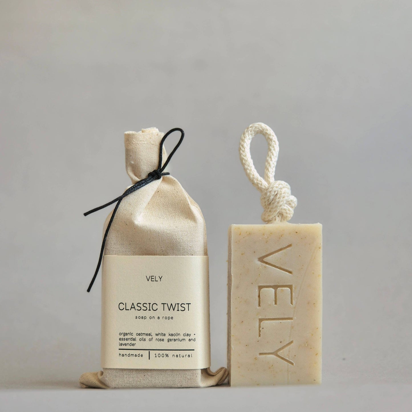 Natural Handmade Soap On A Rope "Classic Twist"