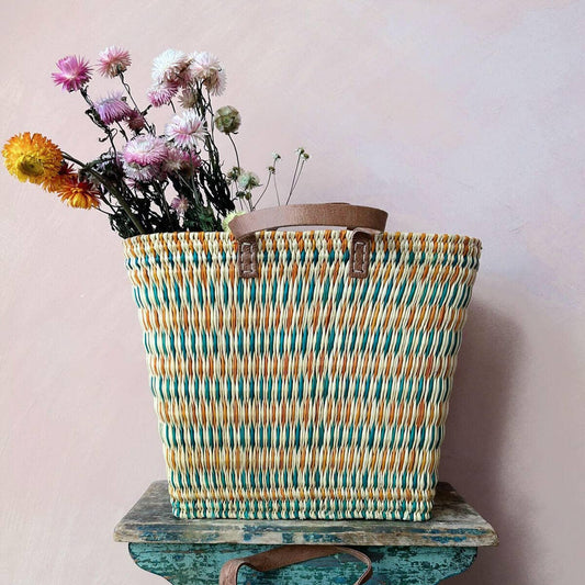 Colourful Reed Shopper Basket