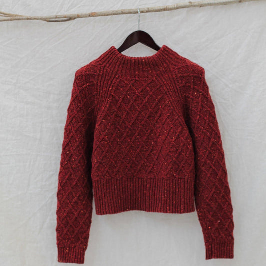 Donegal Aran Sweater in Brick Red