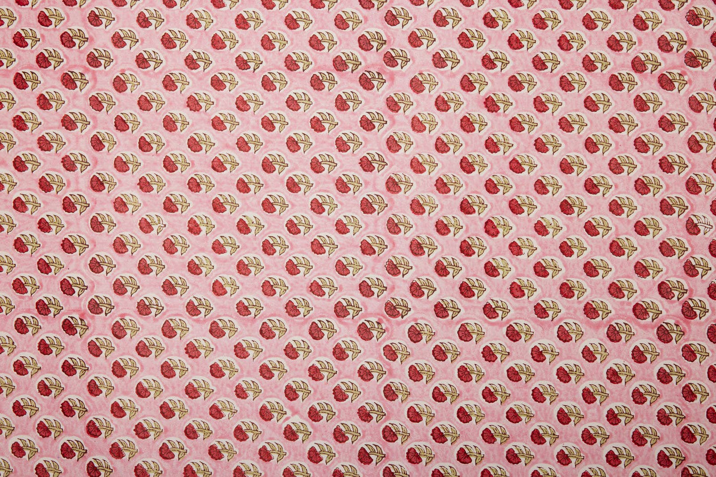 Block Printed Paper - Red Pink Flora