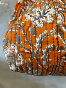 Hand Block Printed Shoulder Bag Orange