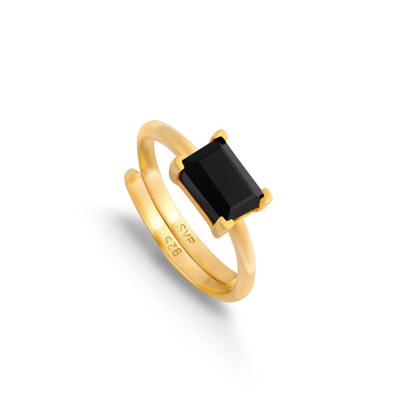 Indu Black Quartz Gold Ring
