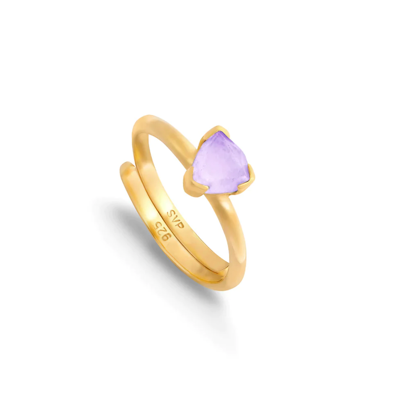 Audie Trillion Violet Quartz Gold Ring