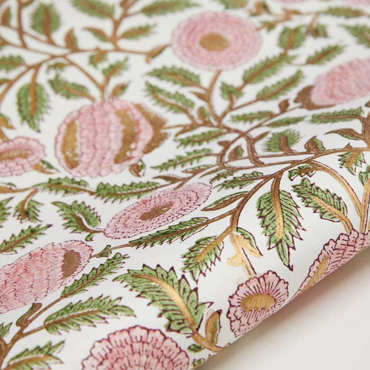 Block Printed  Paper  - Marigold Glitz Blush