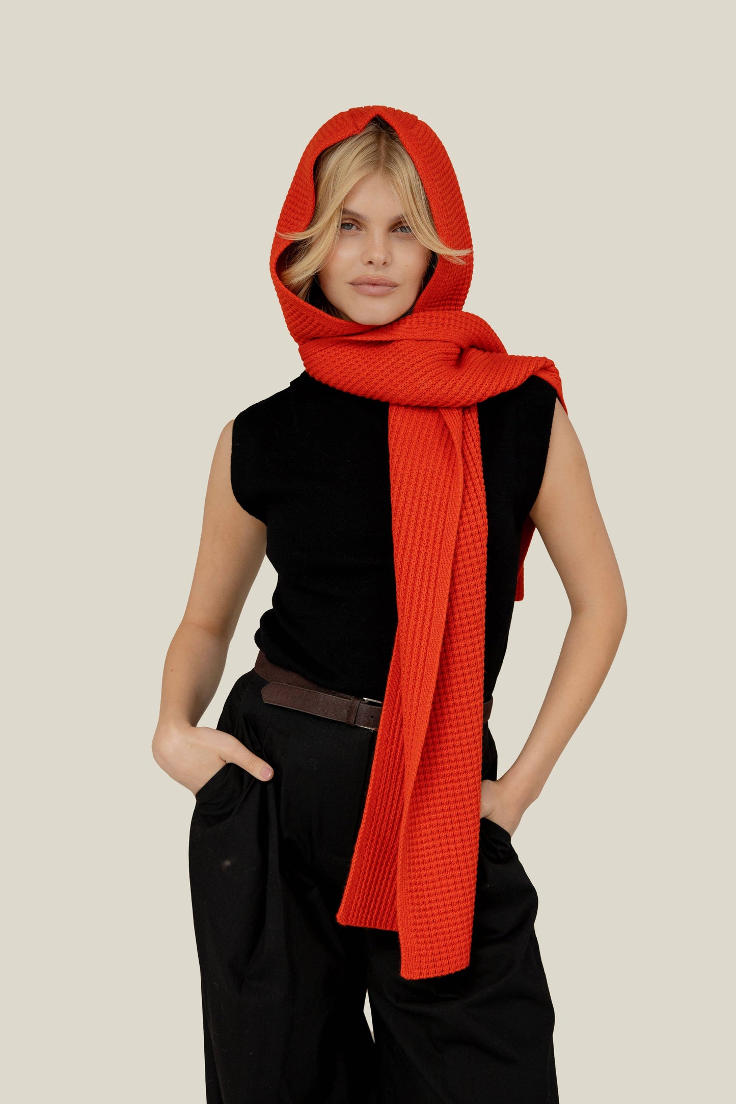 The Recycled Bottle Hooded Scarf - Sunkissed Coral