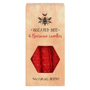 Set of 6 Red Beeswax Magic Spell Candles