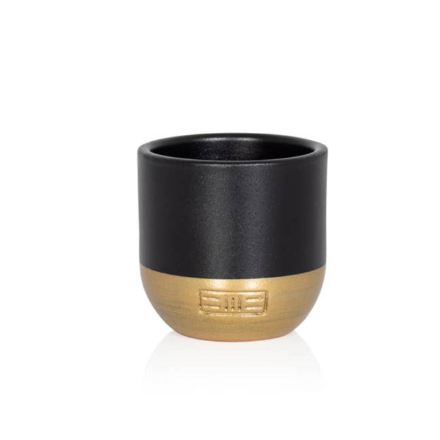 Mini Metallic Dipped Pot I Black + Gold