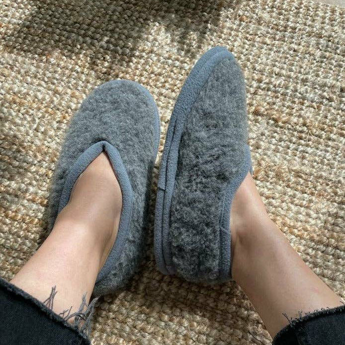 Wool Slippers Grey
