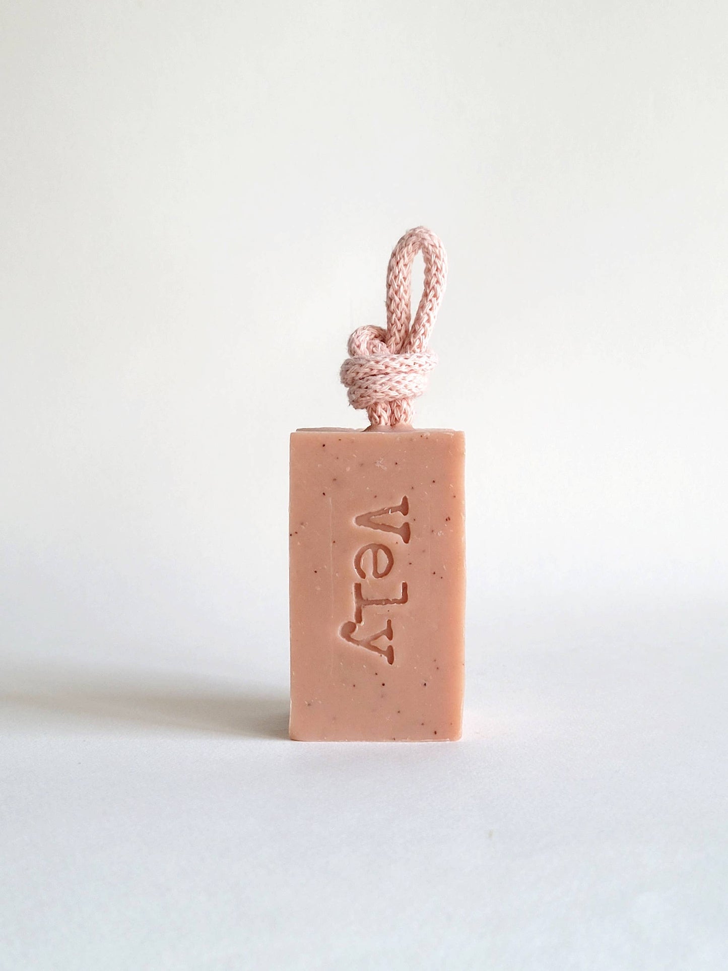 Natural Handmade Soap On A Rope With Pink Clay  "Amélie"