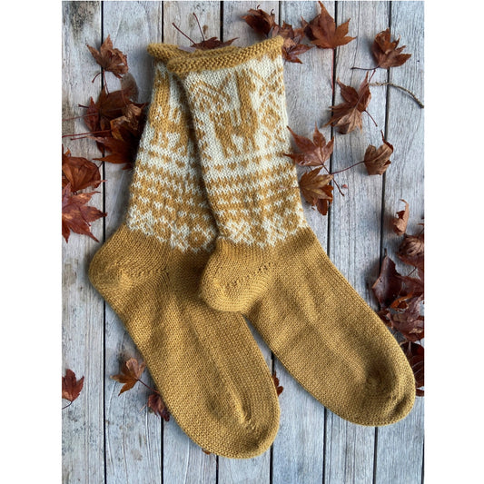 Alpaca Fair Isle Lounge Socks: Gold