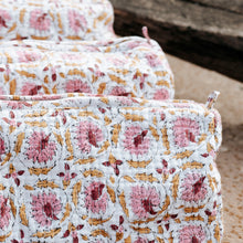 Load image into Gallery viewer, Block Printed Cotton Zip Bags I Pink Bordo Ochre
