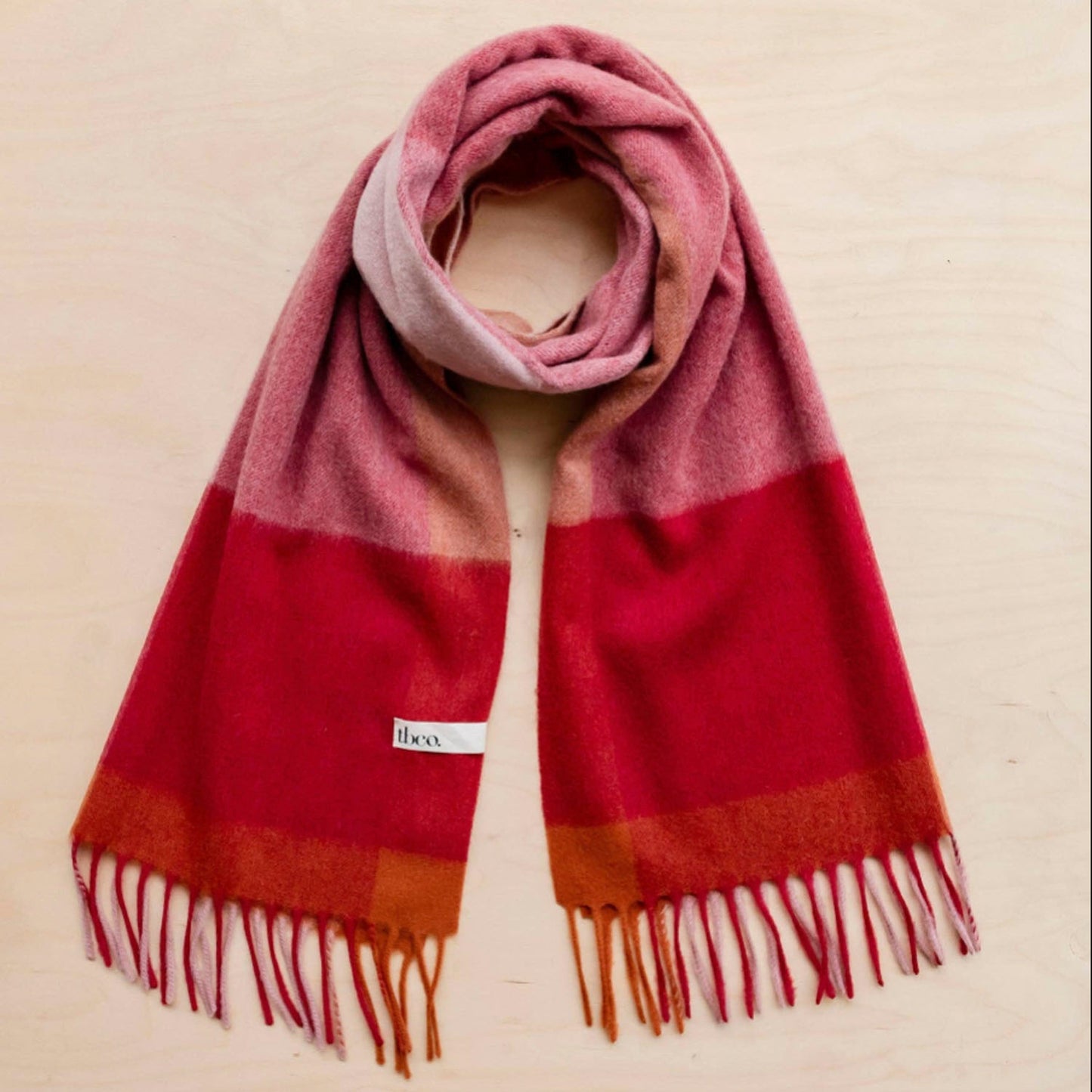 Lambswool Oversized Scarf in Berry Edge Check