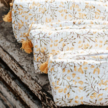 Load image into Gallery viewer, Block Printed Cotton Zip Bags I Yellow white
