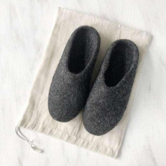 Mita Felt Slipper I Charcoal